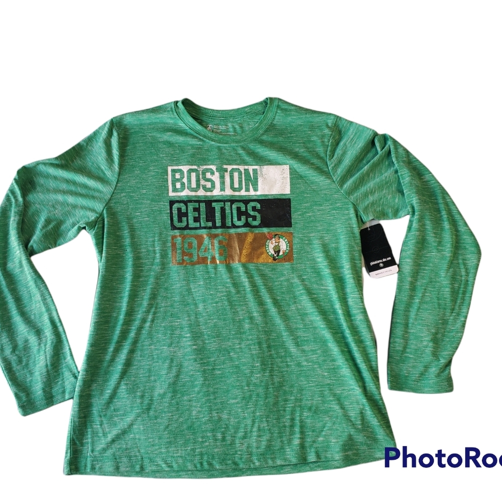 Boston Celtics Long Sleeve Tee Shirt Kelly Green size Large